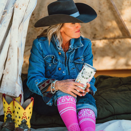 Lucky Chuck Cactus Alley - Cowboys Lover Pink Performance Boot Socks