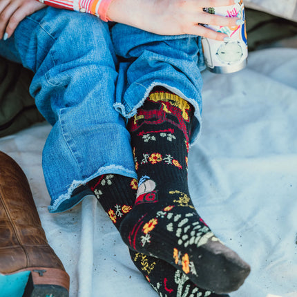 Lucky Chuck Fringe Nudie Black Performance Boot Socks