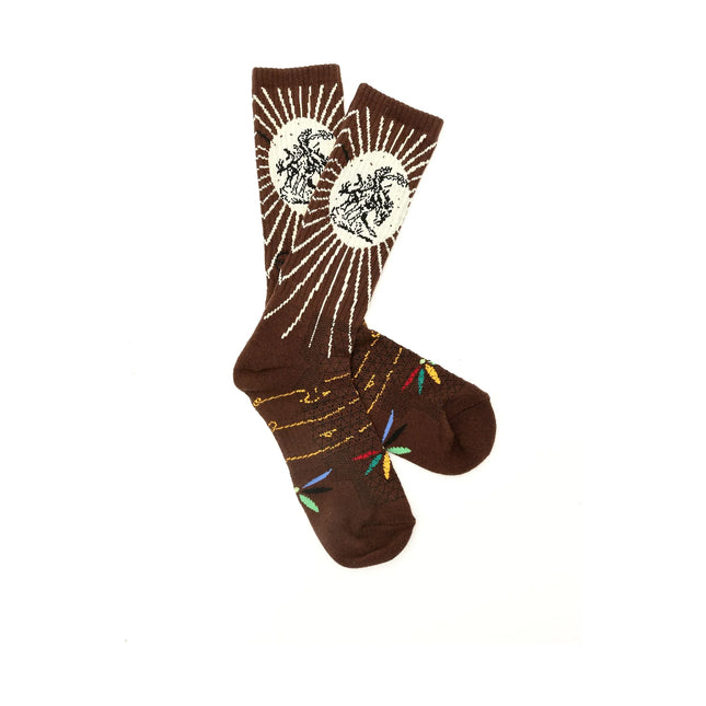 Lucky Chuck Fringe Bucking Brown Performance Boot Socks