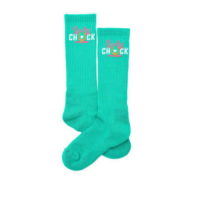 Lucky Chuck Lucky Chuck Logo Teal Performance Boot Socks