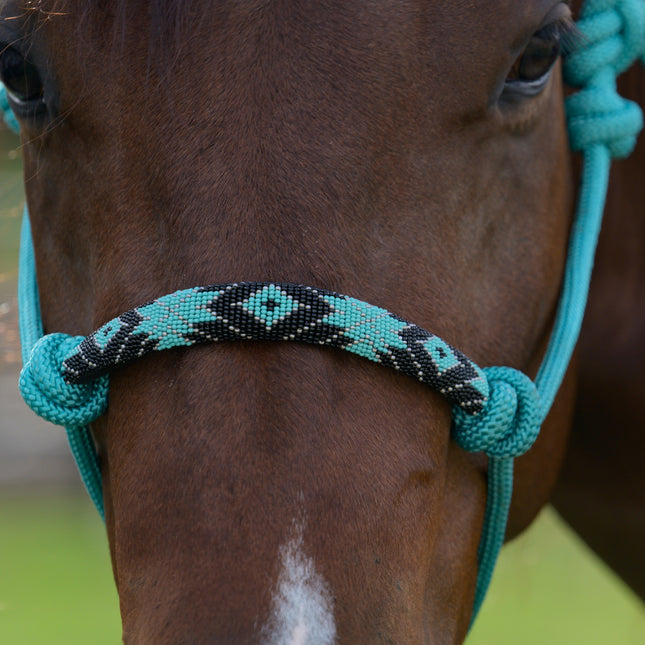 Professional's Choice Beaded Rope Halter Aqua