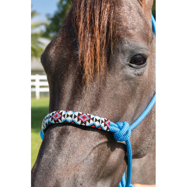 Professional's Choice Beaded Rope Halter Turquoise