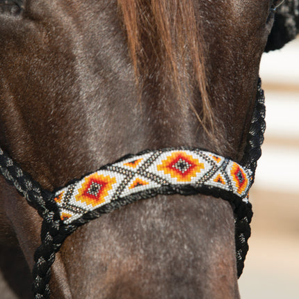 Professional's Choice Cowboy Braided Halter Beaded Black/Orange
