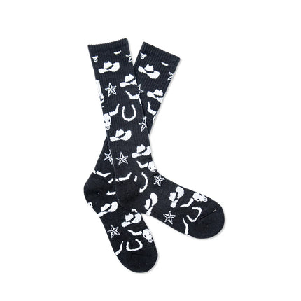 Lucky Chuck Get Western Black and White Performance Boot Socks