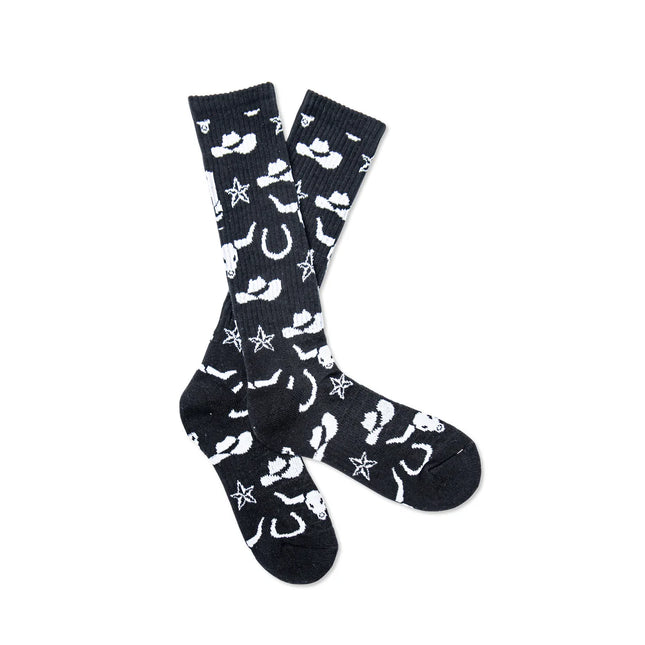 Lucky Chuck Get Western Black and White Performance Boot Socks