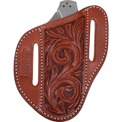 Martin Angled Knife Sheath with Floral Tooling Small