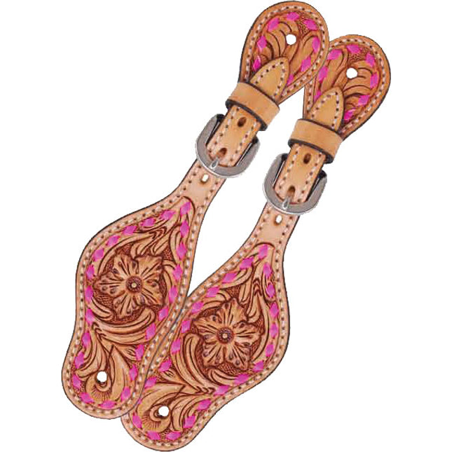 Rafter T Spur Straps Kids Pink Buckstitch