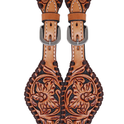 Rafter T Spur Straps Kids Floral Tooled