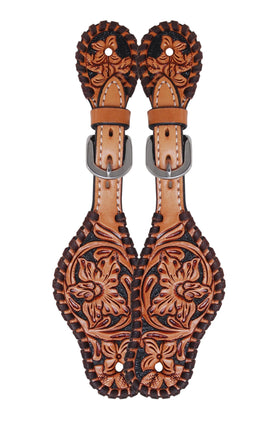 Rafter T Spur Straps Kids Floral Tooled