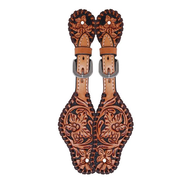 Rafter T Spur Straps Kids Floral Tooled
