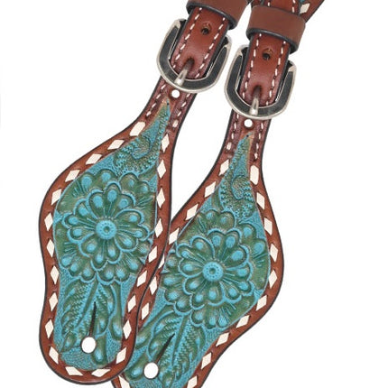 Rafter T Kid Spur Straps w/ Turquoise Wash