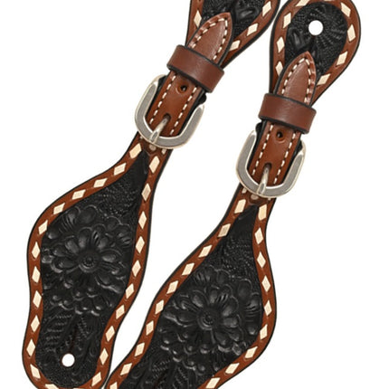 Rafter T Kid Spur Straps w/ Black Wash