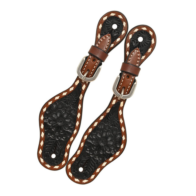 Rafter T Kid Spur Straps w/ Black Wash