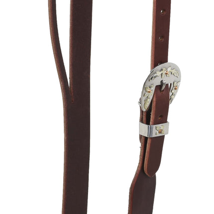 Berlin Split Ear Headstall Latigo w/ Floral Buckle