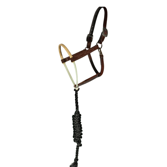 PC Leather Halter w/ Rawhide Nose Chocolate Roughout