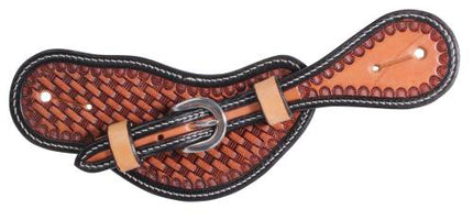 PC Spur Straps Basket Weave Chestnut with Black Border Ladies