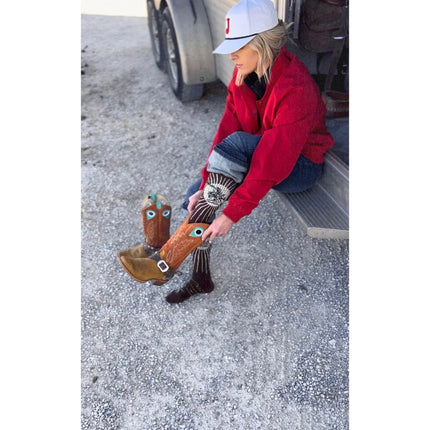 Lucky Chuck Fringe Bucking Brown Performance Boot Socks