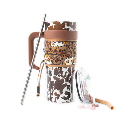 Wide Wyoming Tumbler In Brown & White