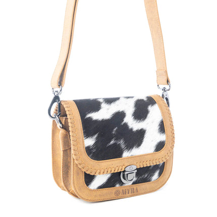 Myra Luna Frost Hairon Leather Bag Golden Saddle