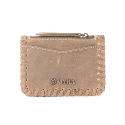 Myra Outlander Edge Western Embroided Credit Card Holder Beige