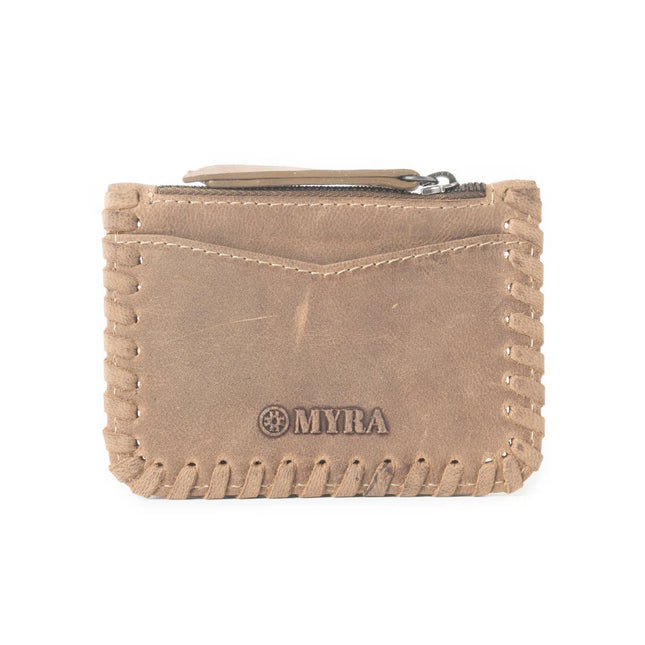 Myra Outlander Edge Western Embroided Credit Card Holder Beige
