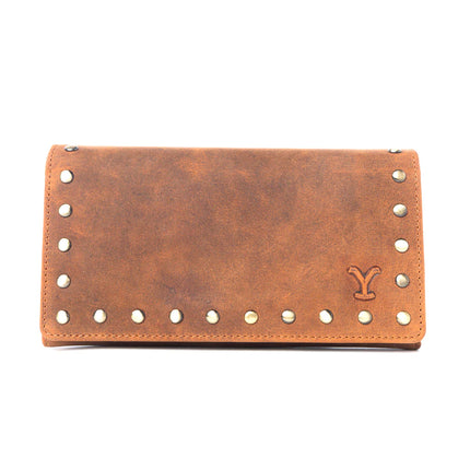 Myra Yellowstone Caldera Leather Wallet with Rivets Amber