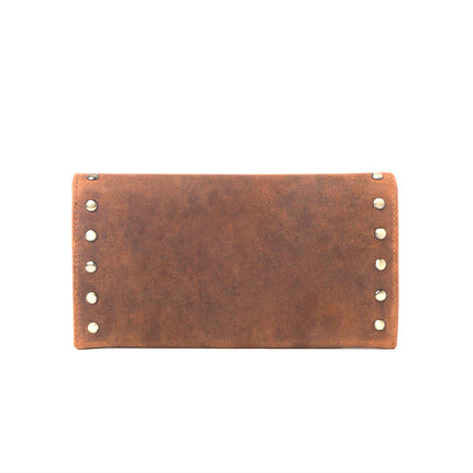 Myra Yellowstone Caldera Leather Wallet with Rivets Amber