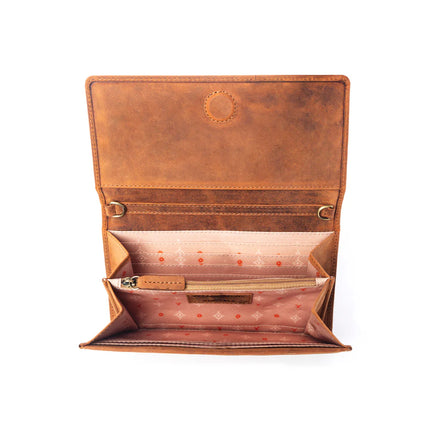 Myra Yellowstone Caldera Leather Wallet with Rivets Amber