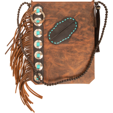 Leather Fringe Tote Turquoise