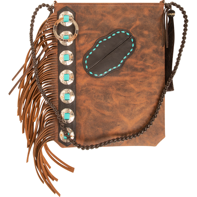 Leather Fringe Tote Turquoise