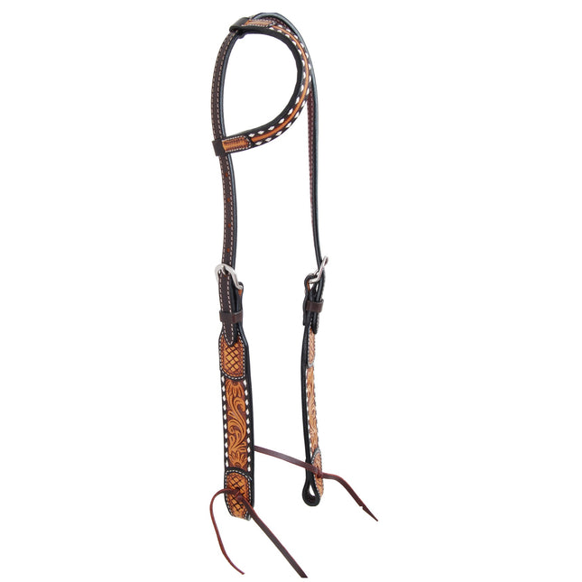 Rafter T Floral & Sunflower Tooling Headstall Single Ear