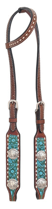 Rafter T Turquoise One Ear Headstall w/ Turquoise Wash