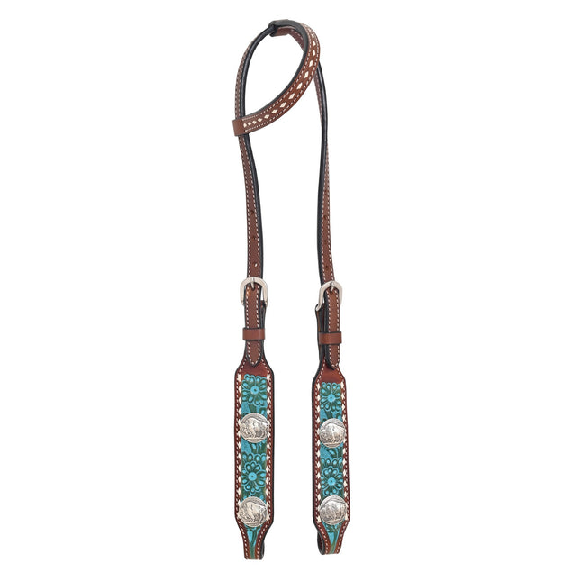 Rafter T Turquoise One Ear Headstall w/ Turquoise Wash