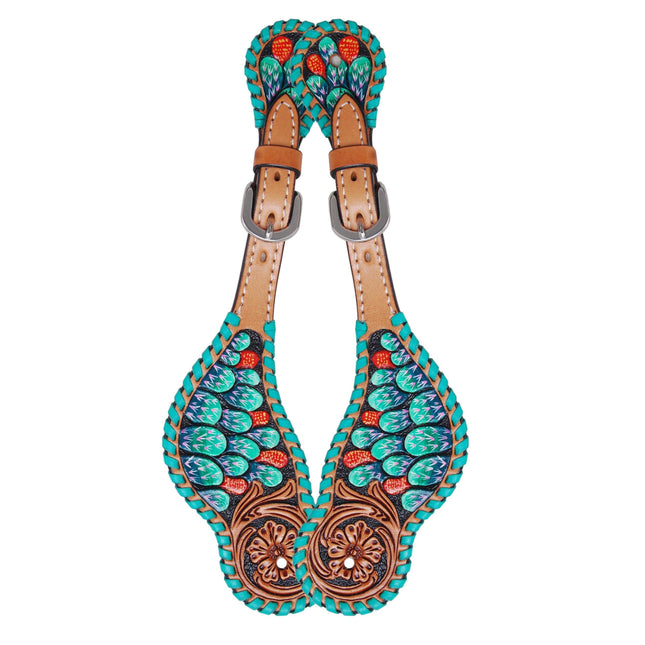 Rafter T Spur Straps Painted Cactus