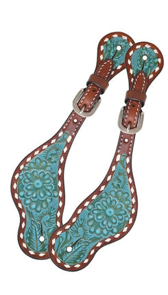 Rafter T Spur Straps w/ Turquoise Wash