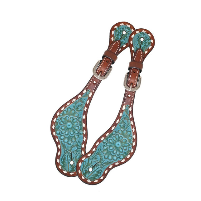 Rafter T Spur Straps w/ Turquoise Wash