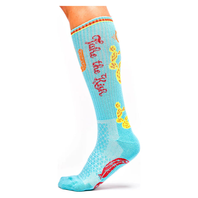 Lucky Chuck Take the Risk Turquoise Performance Boot Socks