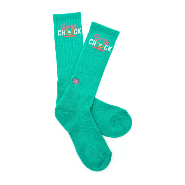 Lucky Chuck Lucky Chuck Logo Teal Performance Boot Socks