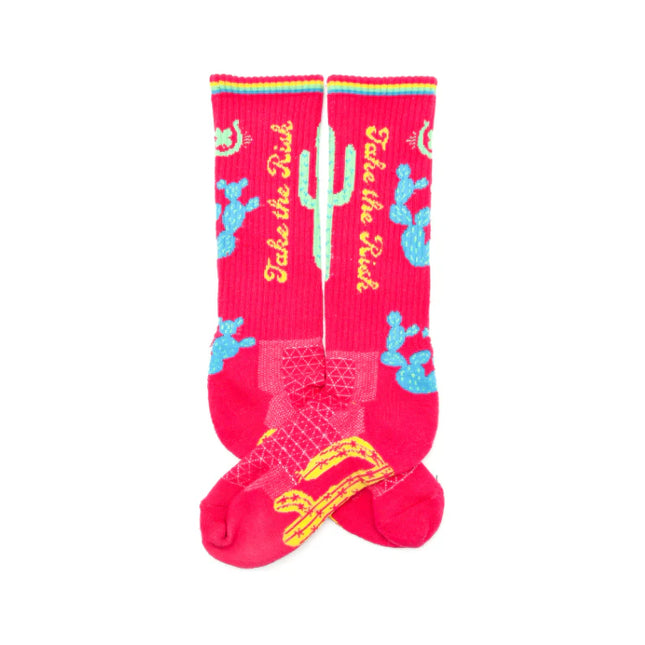 Lucky Chuck Take the Risk Hot Pink Performance Boot Socks