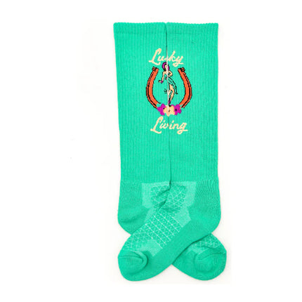 Lucky Chuck Lucky Living Island Cowgirl Turquoise Performance Boot Socks
