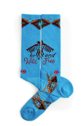 Lucky Chuck Socks Teal Wild and Free Performance Boot Socks