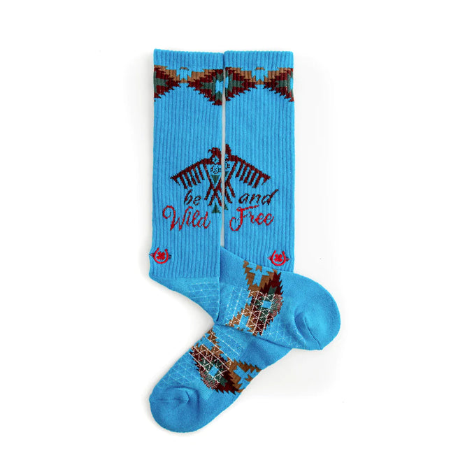 Lucky Chuck Socks Teal Wild and Free Performance Boot Socks