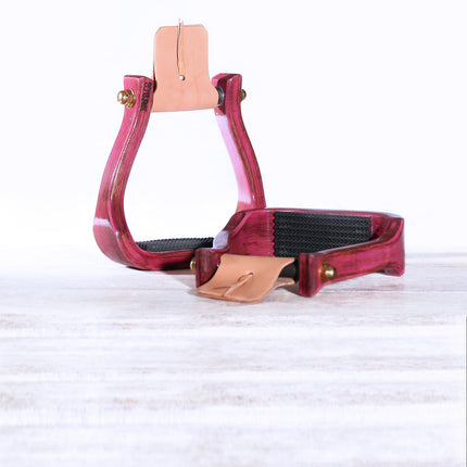 Nettles 2" Distressed Pink Barrel Racer Stirrups