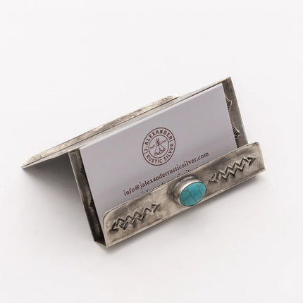 Stamped Business Card Holder w/ Turquoise
