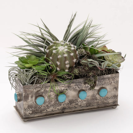 Stamped Planter w/ Turquoise