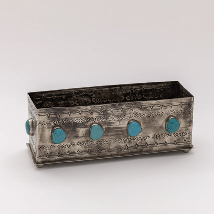 Stamped Planter w/ Turquoise