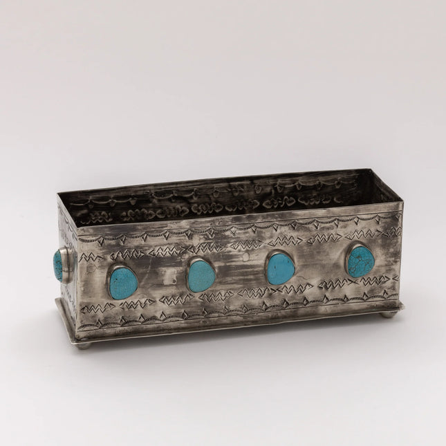 Stamped Planter w/ Turquoise