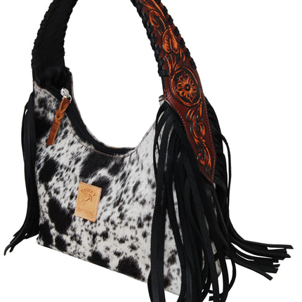 Rafter T Hobo Bag Cowhide & Fringe Black