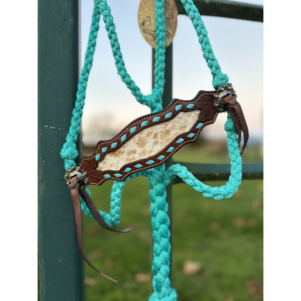 Braided Rope Halter Cow Puncher Teal