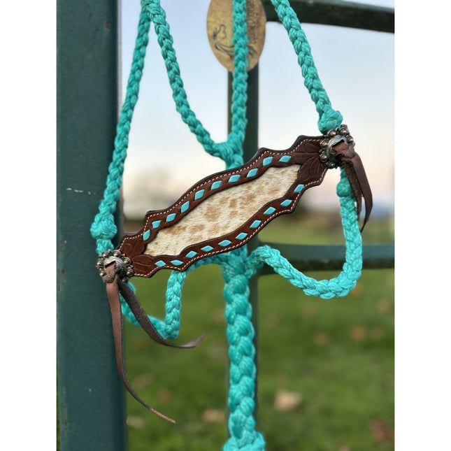 Braided Rope Halter Cow Puncher Teal